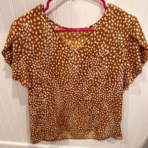 Shein Leopard Petal Sleeve Top